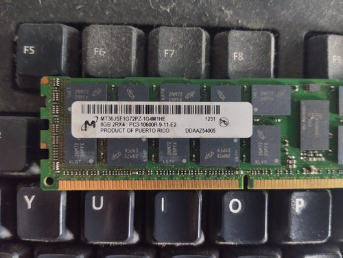 Micron 8gb Ddr3-1333 Mt36jsf1g72pz-1g4m1he Rdimm Pc3-10600r (Usado)