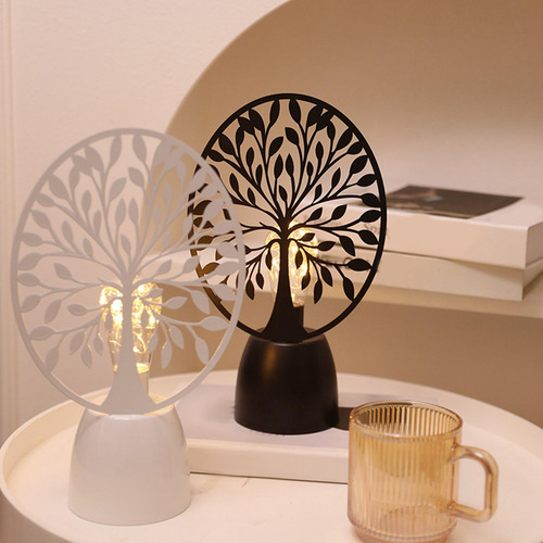 Lámpara De Mesa Con Luz Nocturna De Hierro, Adorno De