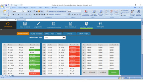 Planilha Excel Gastos E Receitas Mensais Formato Digital