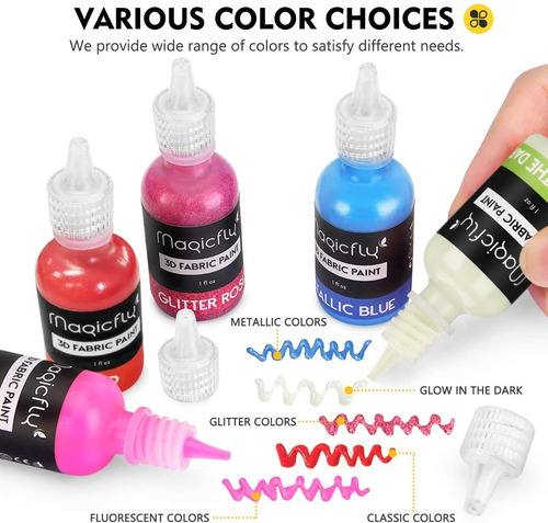 Magicfly Juego Pintura Tela Textil 24 Colores De 30ml 1oz