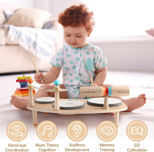 Batería Infantil Musical De Madera Para Niños De 1-