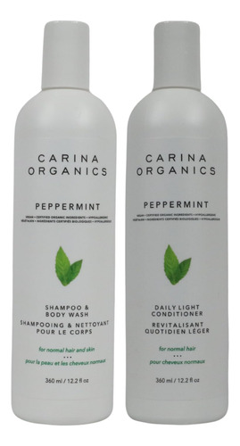 Peppermint All Natural Shampoo & Organic Body Wash Y Paquete