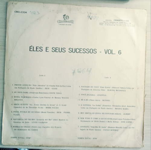 Lp Eles E Os Seus Sucessosvol. 6 - Vinil Raríssimo (Usado)
