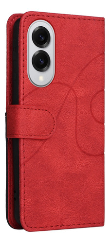 Funda Para Samsung Serie S De Piel Sintética De Alta Calidad, Funda Protectora Tipo Cartera Con Ranura Para Tarjetas, Color Rojo
