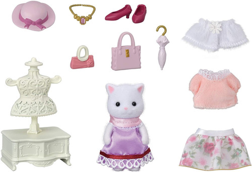 Calico Critters Alicia Muñeca Gato Accesorios Ropa Vestido