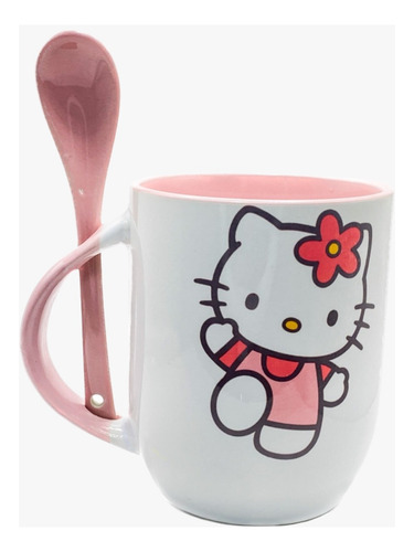 Taza Con Cuchara Mas Caja Hello Kitty Ceramica 320 Ml Rosa Kitty
