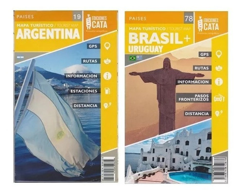 Kit  Mapas Dobráveis Argentina E Uruguai + Sul Do Brasil