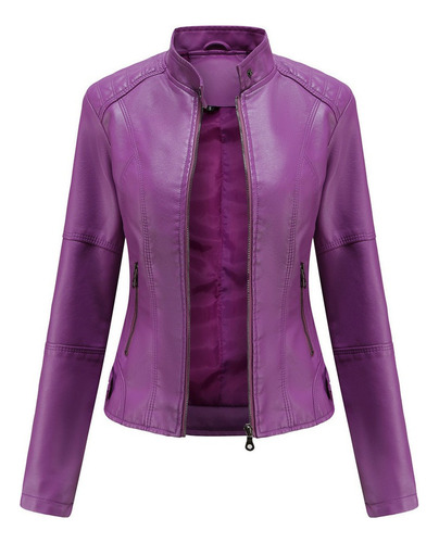 Chaqueta De Cuero Biker Slim Para Mujer Nueva 2023