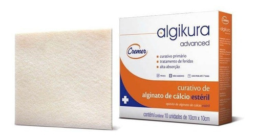 Curativo Alginato Cálcio 10x10cm Cremer - Caixa C/10 Unidade
