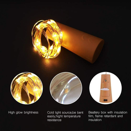 12 Piezas Luces Navideñas Para Botellas Vino Para Mason Jars