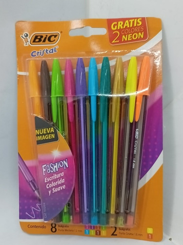 Boligrafo Colores  Bic Cristal Fashion Intenso X10 P. Gruesa