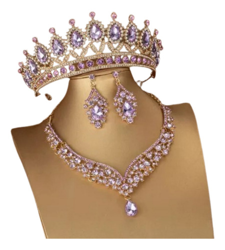 Corona O Tiara  Incluye Collar Y Aretes  Diferentes Colores.