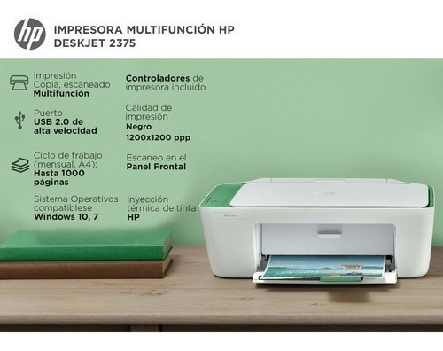 Imagen 3 de 3 de Impresora Multifuncional Hp Deskjet Ink Advantage 2375 Aio