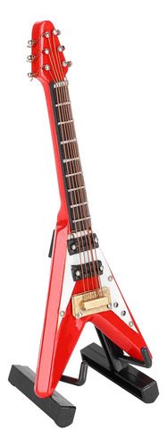 Modelo Guitarra Forma V Adorno Miniatura Roja Blanca Negra