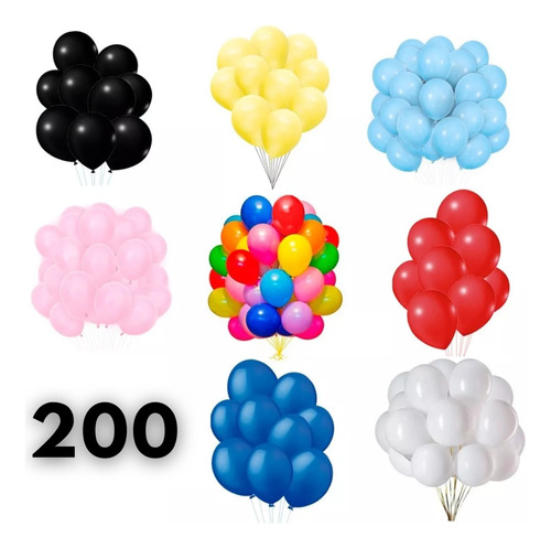 Balão Bexiga Liso Festa Decoração 6 Polegadas 200 Unidades