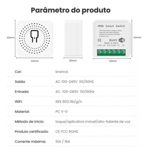 _ 5 Mini Interruptores Inteligentes Wifi Para