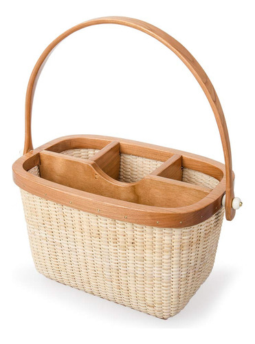 Teng Tian Cesta Rattan Weaving Vajilla Caja Cubierte Caddy W