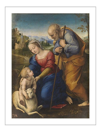 Lamina Fine Art Sagrada Familia Del Cordero Sanzio 21x28 