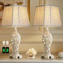 Comprar Juego De 2 Lámparas De Mesa Rústicas Para Sala De Estar, Dor