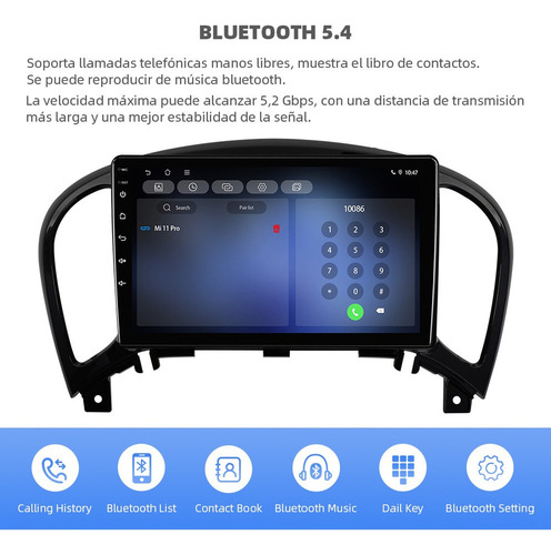 Estéreo 4+64g Carplay Para Nissan Juke 2010-2017 4k Wifi6 Bt