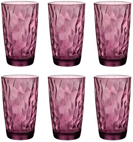 Copo Para Água Suco Multiuso Long Drink Diamond 470 Ml Roxo