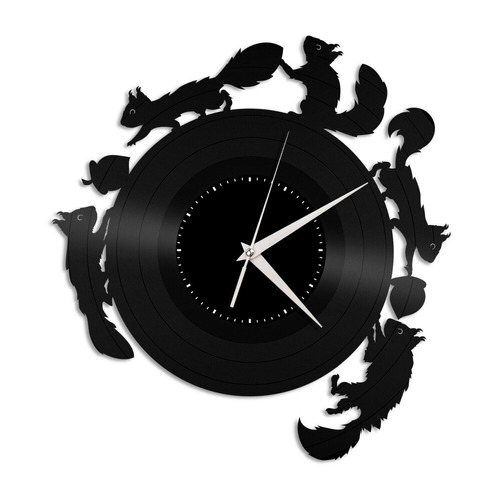 Reloj Corte Laser 2822 Animales 5 Ardillas 2 Avellanas