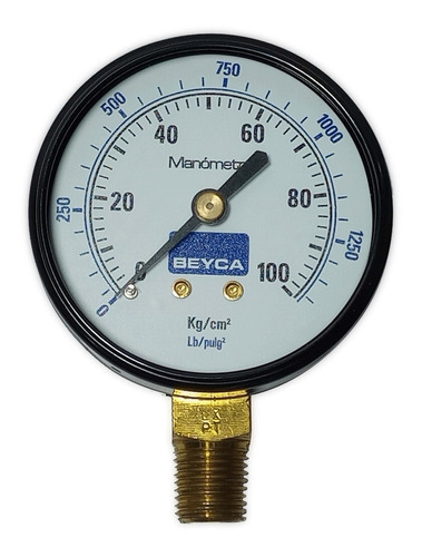 Manómetro 100 Kg/cm²63mm Rosca 1/4 Inferior Beyca Mm2-34-100