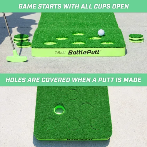 Gosports Battleputt Golf Putting Juego 2 Contra 2 Pong Style Play Con 11' Putting Green, 2 Putters Y 2 Pelotas De Golf