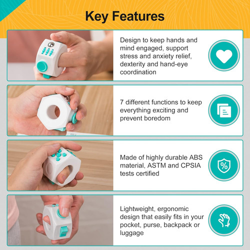 Fidget Cube Stress Relief Toy - 6 Sided Infinity Cube Fid...