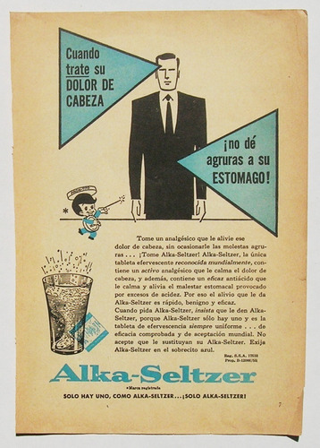 Publicidad Antigua Mexicana De Alka Seltzer, De 1955