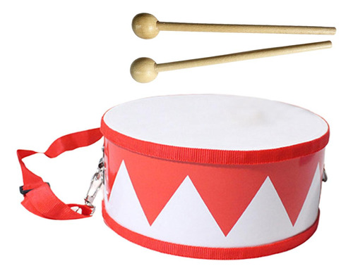 Tambor De Mano De Doble Cara Montessori, Rojo Blanco