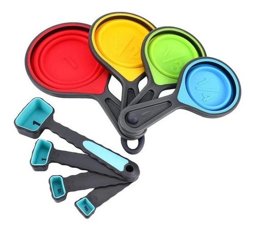 Imagen 1 de 2 de Set X8 Tazas Medidoras De Silicona Plegables - Varios Colore