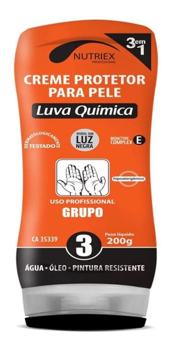 Creme Protetor Luva Química Grupo 3 200g Nutriex