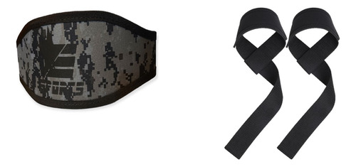 Faja Cinturon Deportivo Camuflaje Gym + Par Straps Unisex