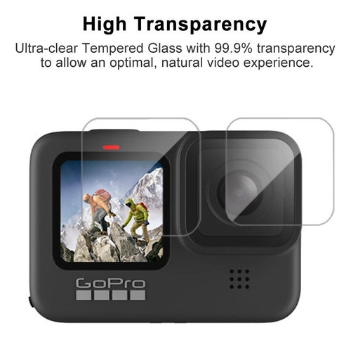 Imagen 5 de 9 de Protector Vidrio Templado De Lente Y Pantallas Gopro Hero 10