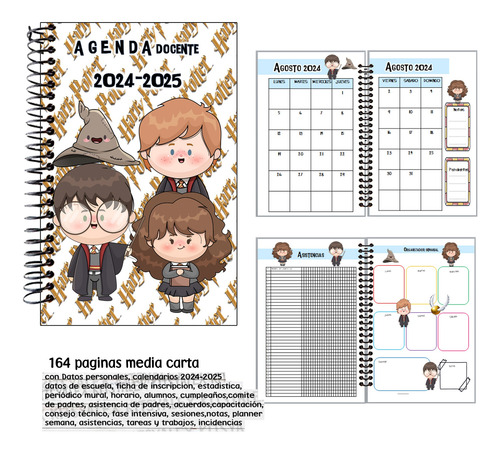 Agenda Docente Harry Potter 2024-2025 Digital Kit Imprimible