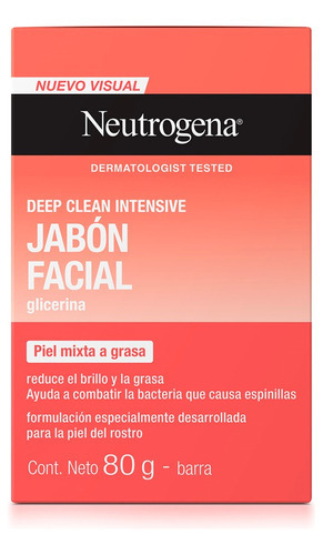 Jabón Facial En Barra Neutrogena Deep Clean Intensive 80g
