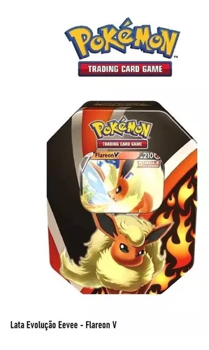 Lata Pokémon TCG - Evolução Eevee - Flareon V - Copag