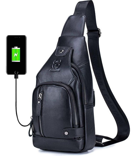 Mochila Bandolera Usb Casual Para Hombre Bolsa De Pecho A