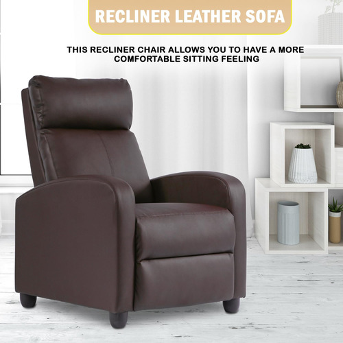 Silla Reclinable Individual Con Soporte Lumbar Marrón Sofá C