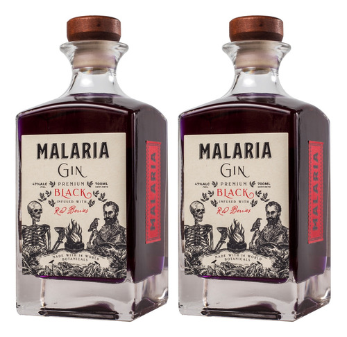 Gin Malaria Premium Black 2 X 700ml - Ayres Cuyanos