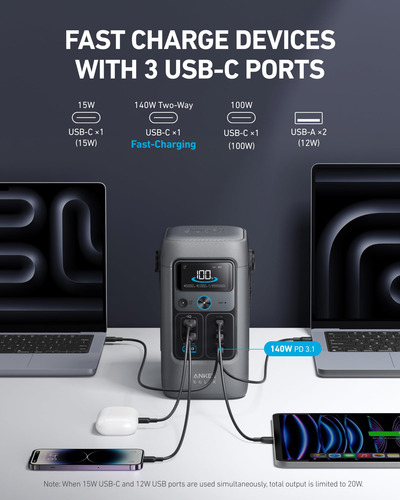 Banco De Energía Portátil Anker Solix C200 60.000 Mah 192 Wh