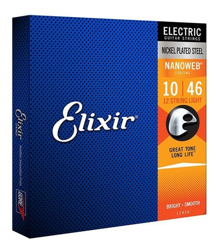 Corda Para Guitarra Elixir 010 Medium Nanoweb 10-46