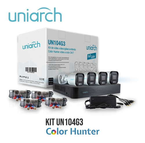 Kit Videovigilancia 4 Cámaras 2mp Uniarch 500gb Con Baluns