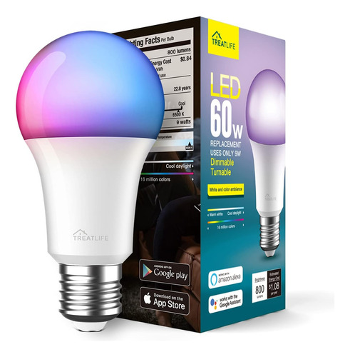 Bombilla Led A19 Inteligente Con Cambio De Color