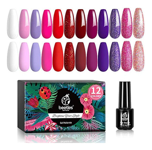 Kit De Esmalte De Uñas De Gel De Escarabajos, Juego De 12 Pi