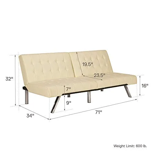 Dhp Emily Futón Sofá Cama, Las Piernas Moderno Sofá Converti