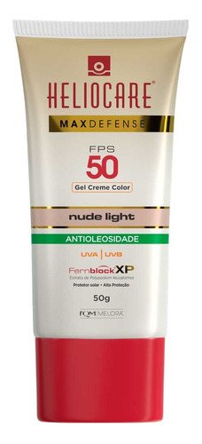 Protetor Solar Gel-Creme Color FPS 50 Nude Light Heliocare Max Defense Caixa 50g