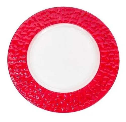 Posa Plato Con Borde Rojo