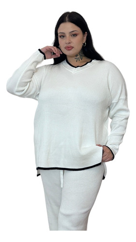 Sweater Oversize Escote V Punto Morley.